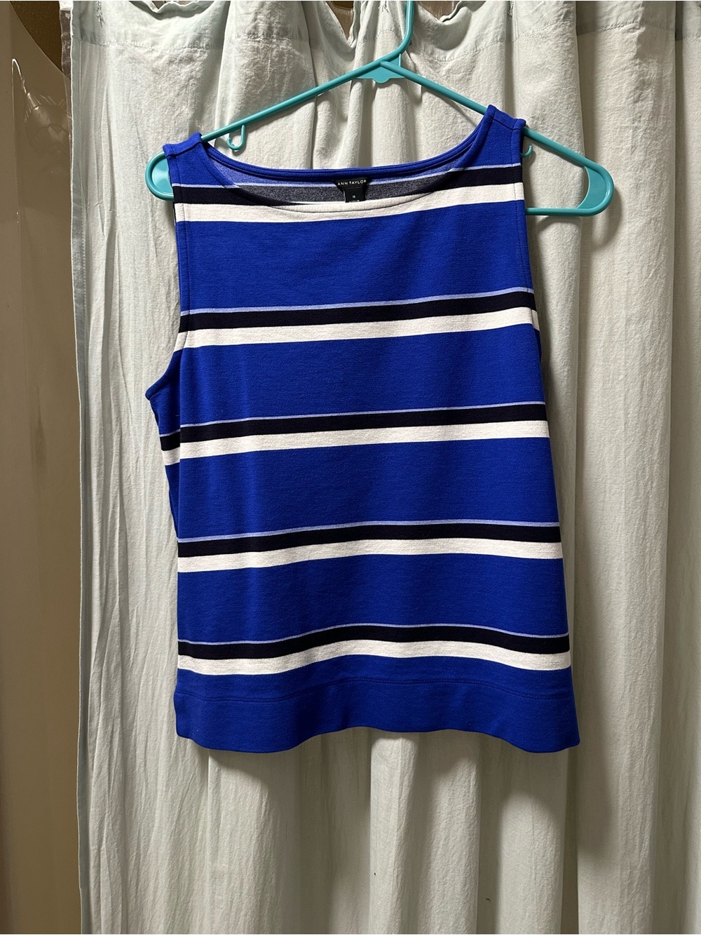 Ann Taylor Royal Blue Striped Sleeveless Tank
